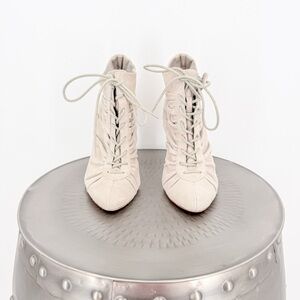 Steven By Steve Madden Light Beige Lace-Up Booties